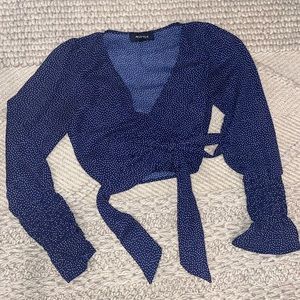 tie front polka dot blouse